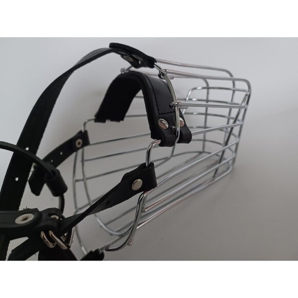 BRONZEDOG Dog Muzzle German Shepherd Wire Basket Metal Mask Leather LARGE - Picture 5 of 13